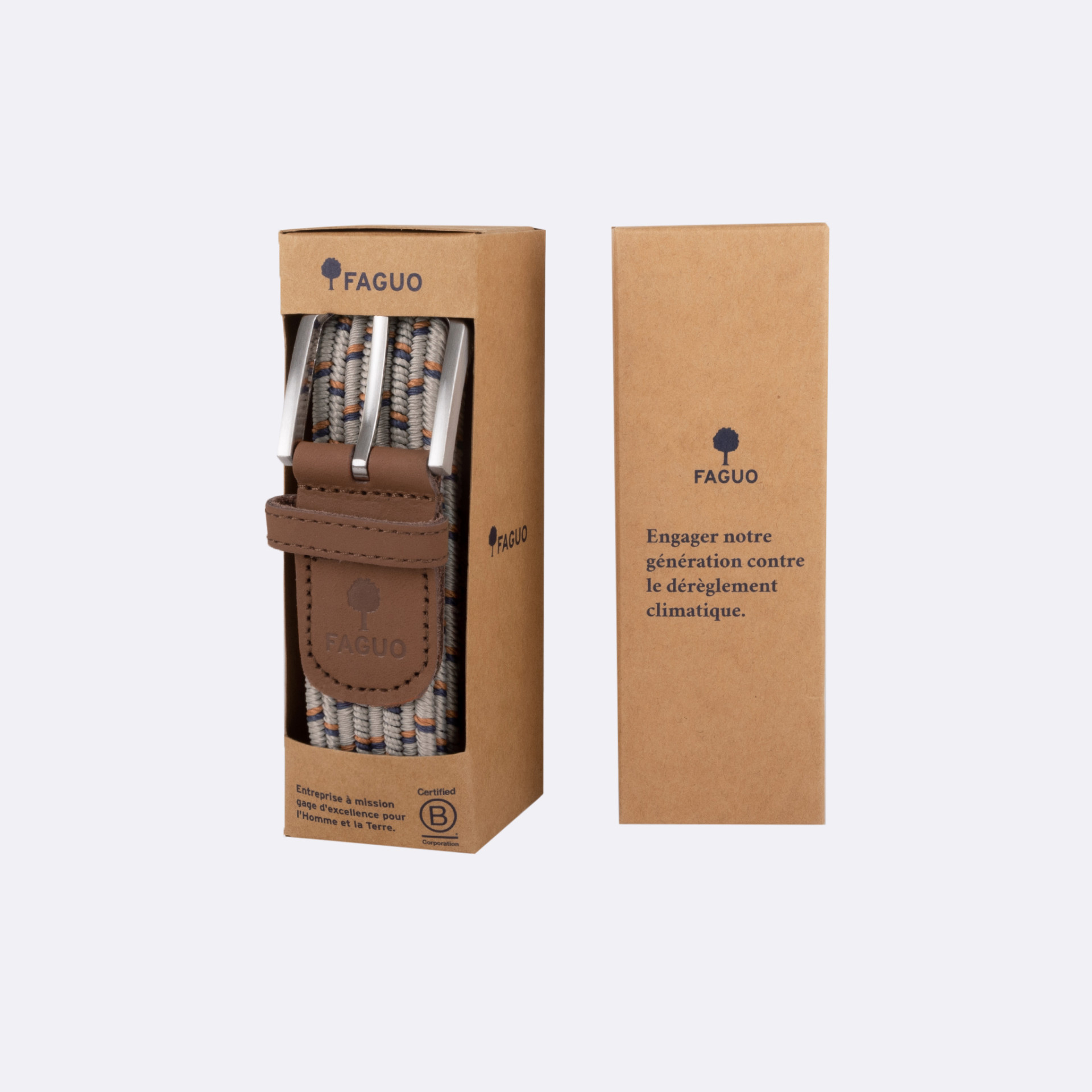 Ceinture beige et marron polyester recyclé et élasthanne - modèle belt