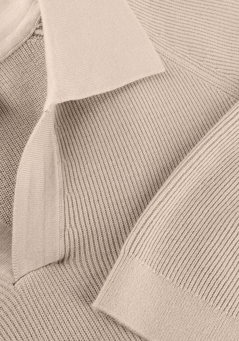 beige profuomo polo polo open collar rib