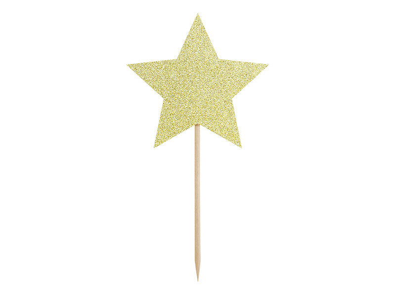 Caketopper Sterren Goud 11,5cm 6st