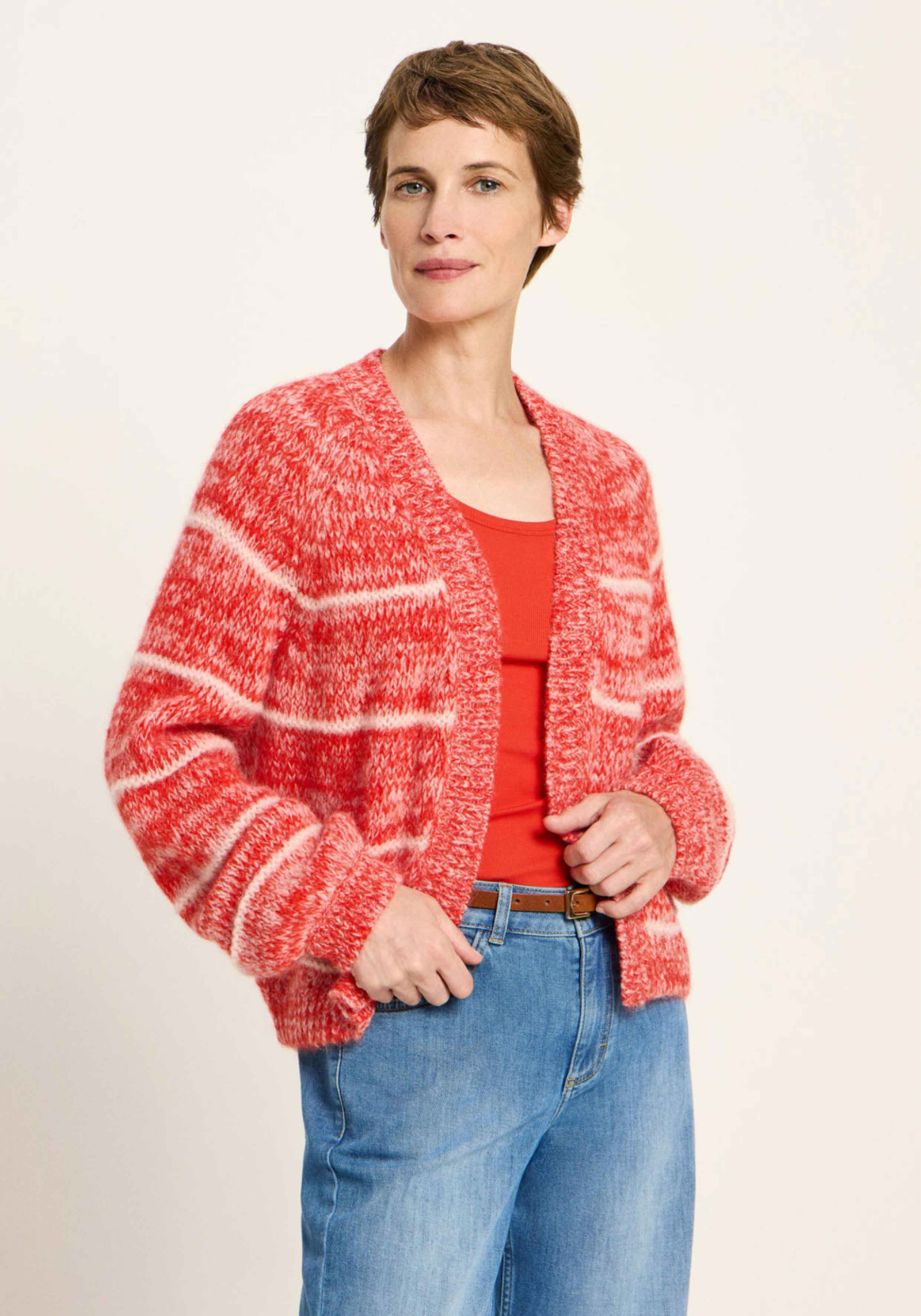 Lanius Chunky Strickjacke Red Alert/Rose