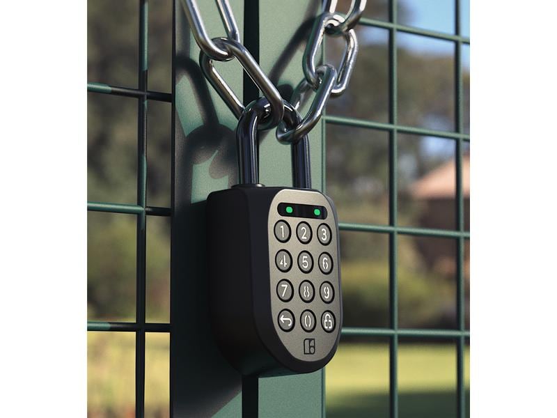 igloohome Sicherheitsschloss Padlock 2, Schwarz, Edelstahl Smartes, Bluetooth Vorhängeschloss mit Zahlenfeld