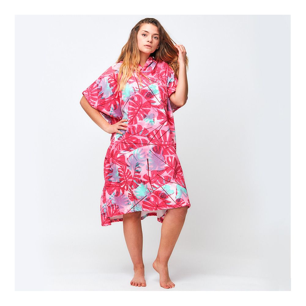 After Essentials BIG LEAVES - Poncho burnt pink