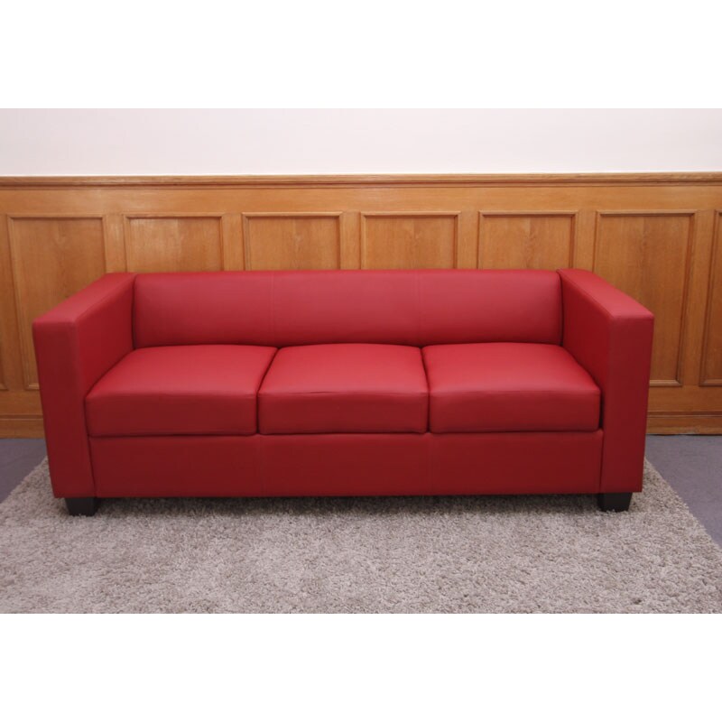 3er Sofa Lille ~ Leder, rot