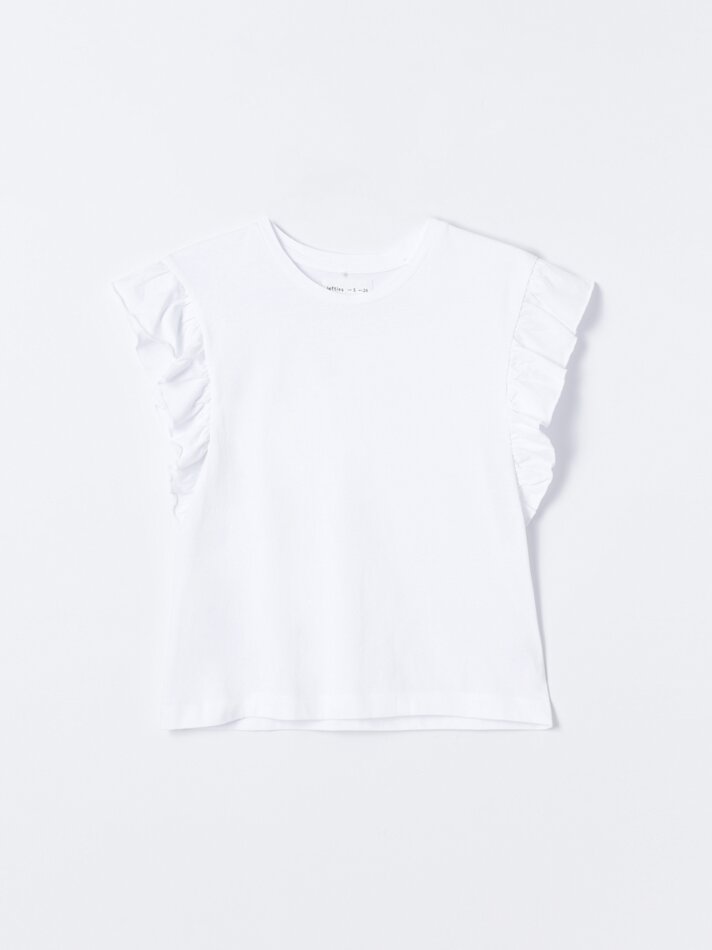Camiseta com babados - Off-White