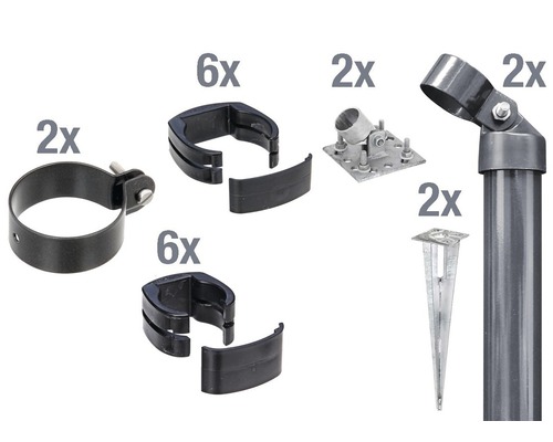 ALBERTS FixClip schroefhekaansluitset, 122 cm, antraciet