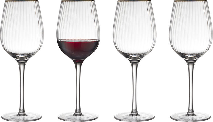 Lyngby Glas Rødvinsglas Palermo Gold 40 cl 4 stk. Klar med guldkant