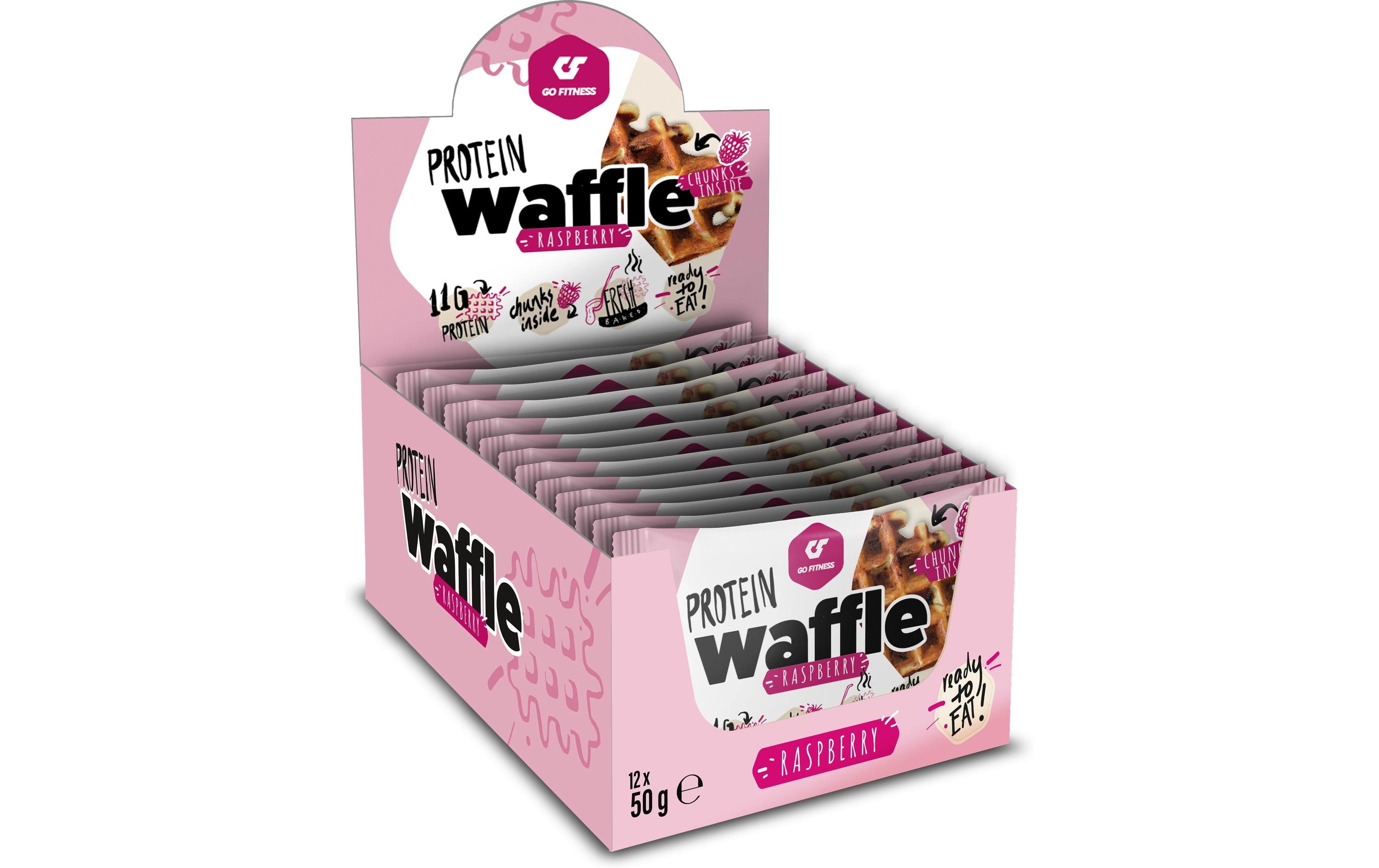 Nutrition Protein Waffle Box 12 x 50 g, HimbeereProtein Waffel mit Kakao- und Schokoladenüberzug