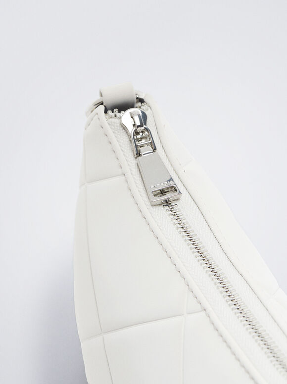 Bolsa de ombro acolchoada com corrente - Off-White