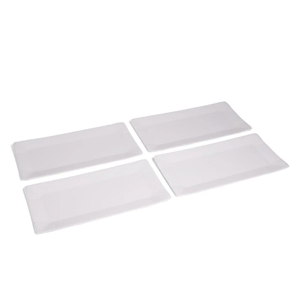 Plateau de présentation rectangulaire x4 carton métallisé blanc 19x37cm