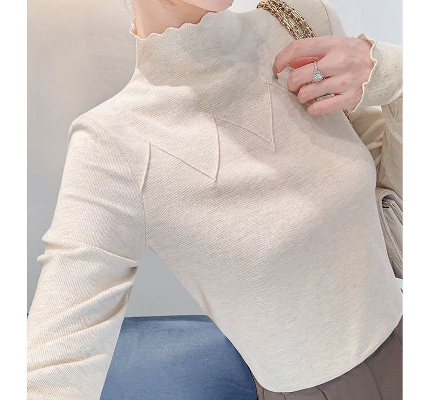 Everose - T-shirt met lange mouwen en hoge hals en effen panelen