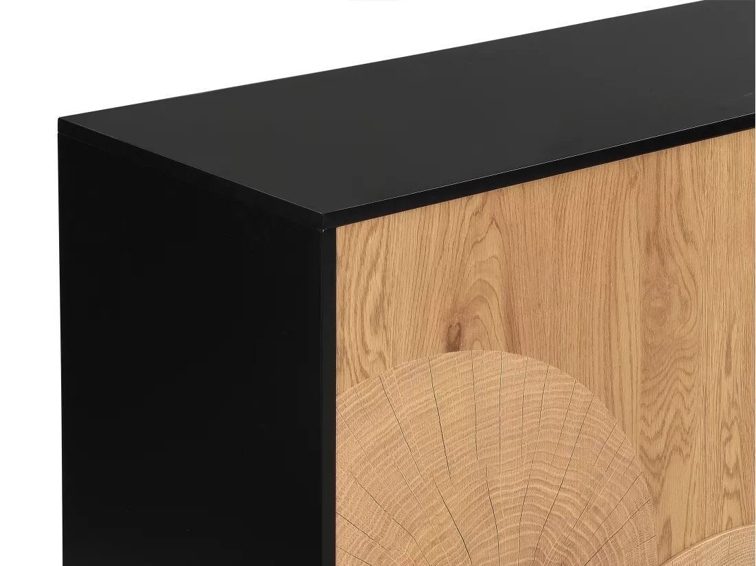 Buffet avec 3 portes en MDF - Naturel et noir - YASMELIA
