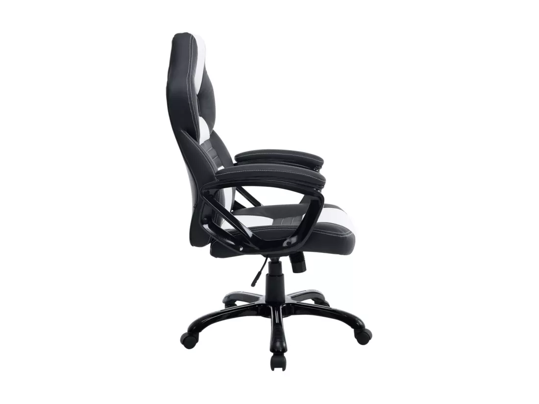 Chaise de bureau - Similicuir & Plastique - Noir / Blanc - XL Pedro
