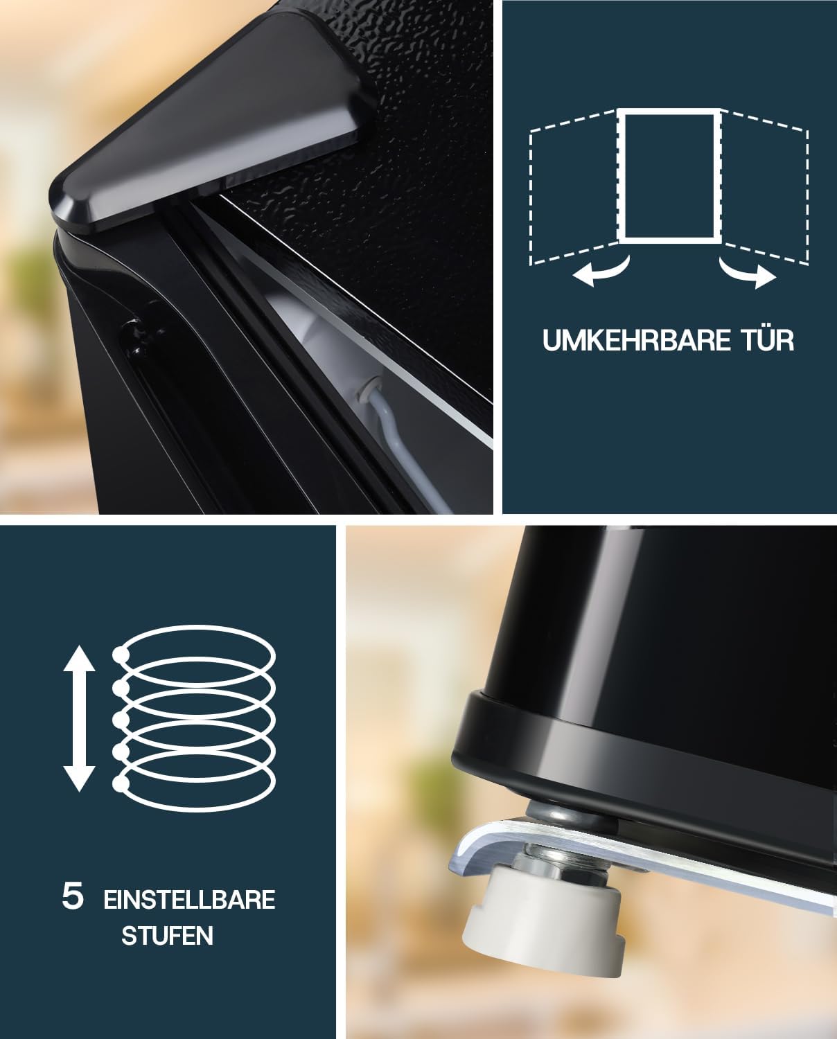 Upstreman 46L Mini-Kühlschrank mit Gefrierfach, Energiesparend und Leise - Kleiner Kühlschrank Ideal für Schlafzimmer und Wohnräume