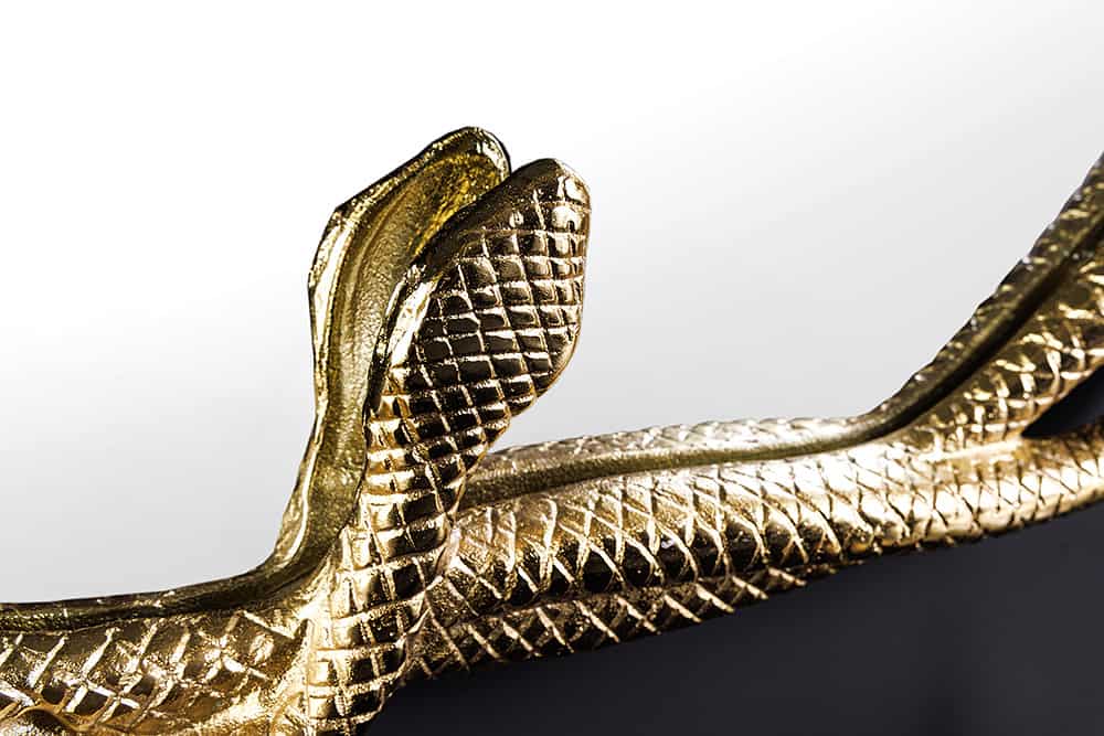Dekorativer Spiegel SNAKE L 50cm gold Metall Schlangen-Skulptur