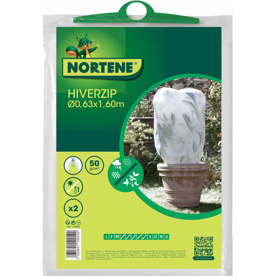 Lot de 2 housses d'hivernage Hiverzip blanches 50g/m² H. 1,60xØ. 0,63m