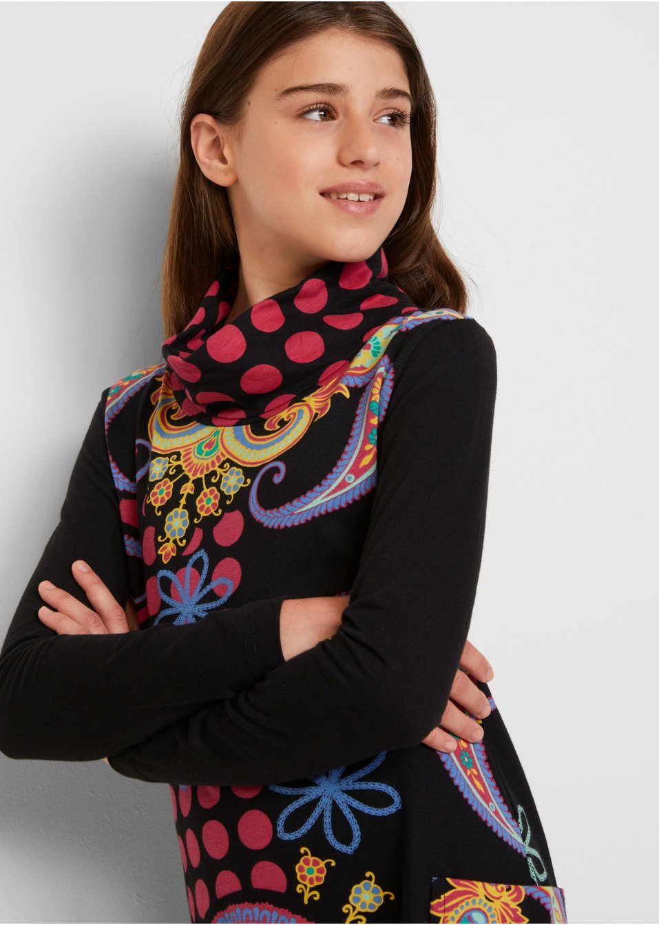 Robe fille à manches longues en jersey