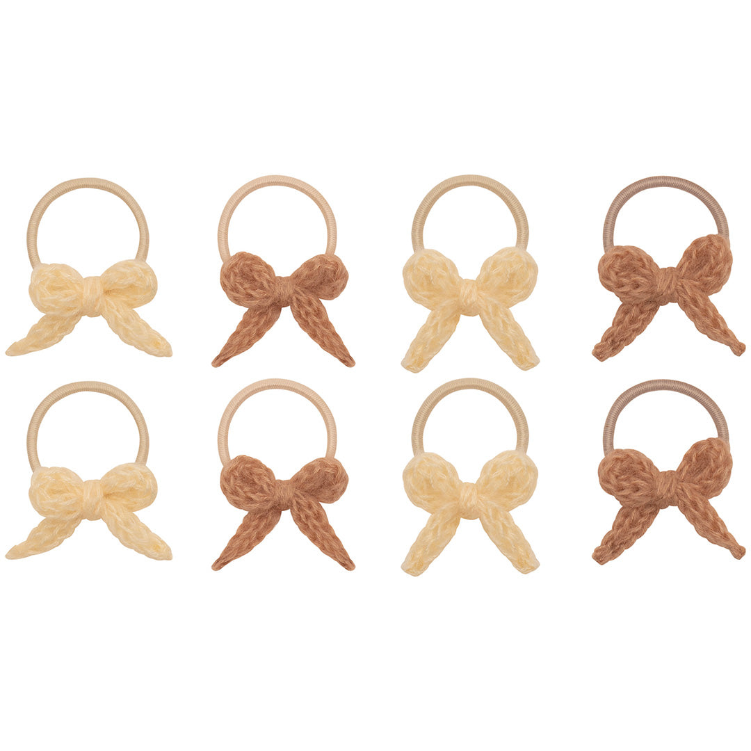 mimi & lula haarelastiekjes granny knitted bow mini - neutral - 8st