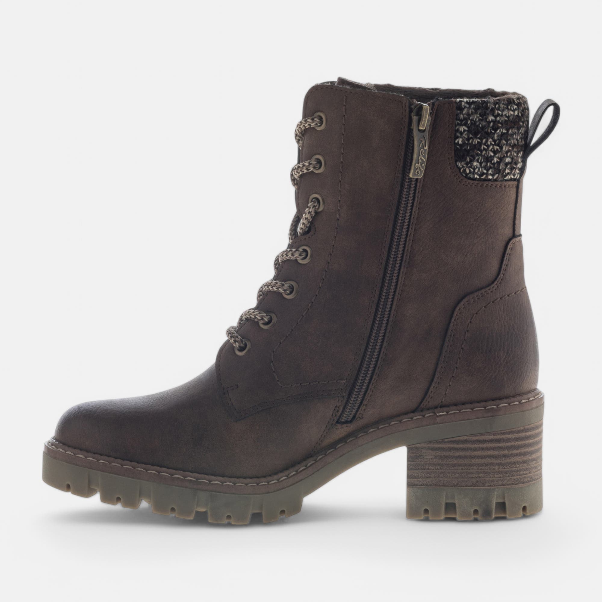 Bottines à lacets à talon Femme cognac