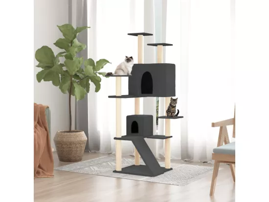 Arbre à chat avec griffoirs en sisal Gris foncé 153 cm