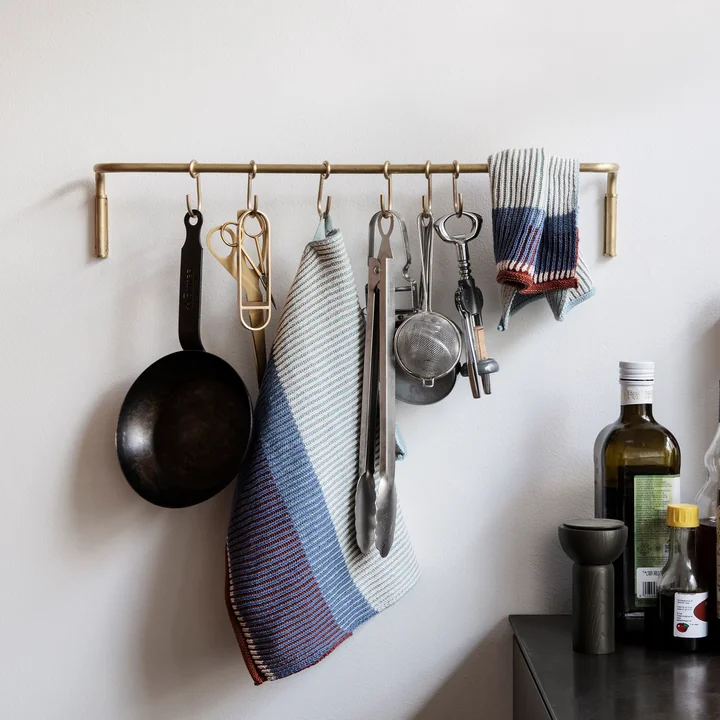 Ferm Living - Küchenstange inkl. 6 Haken, schwarz