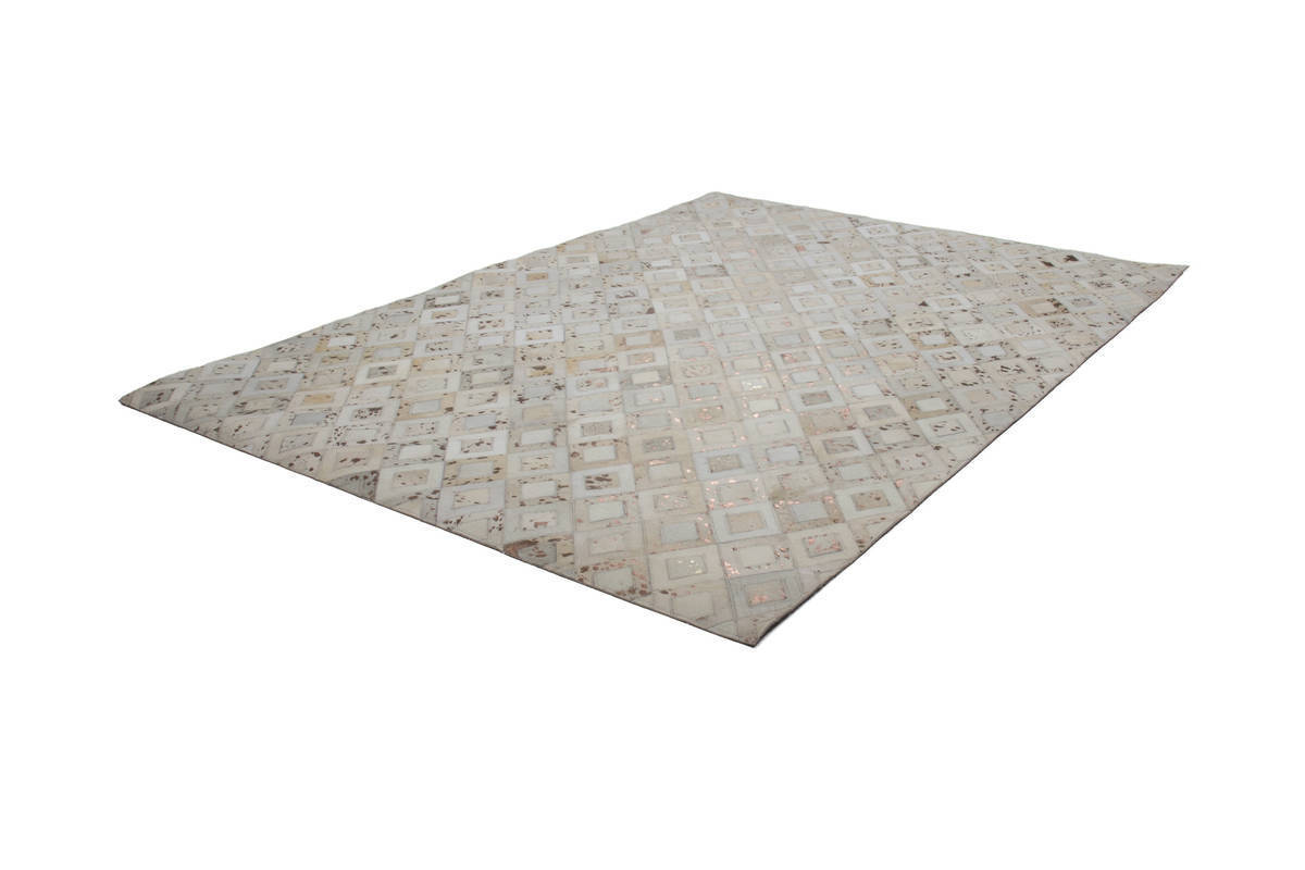 Lederteppich DAZZLE 100 - elfenbein-chrom - 80x150 cm