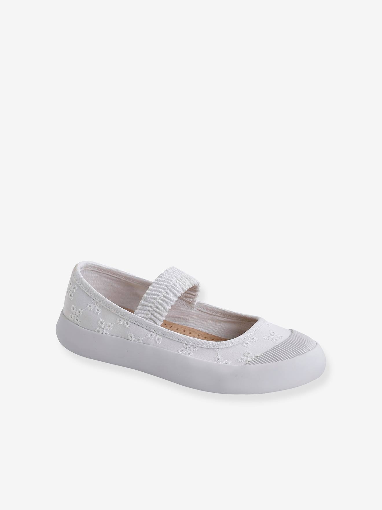 Sapatilhas de ballet de tecido branco para meninas