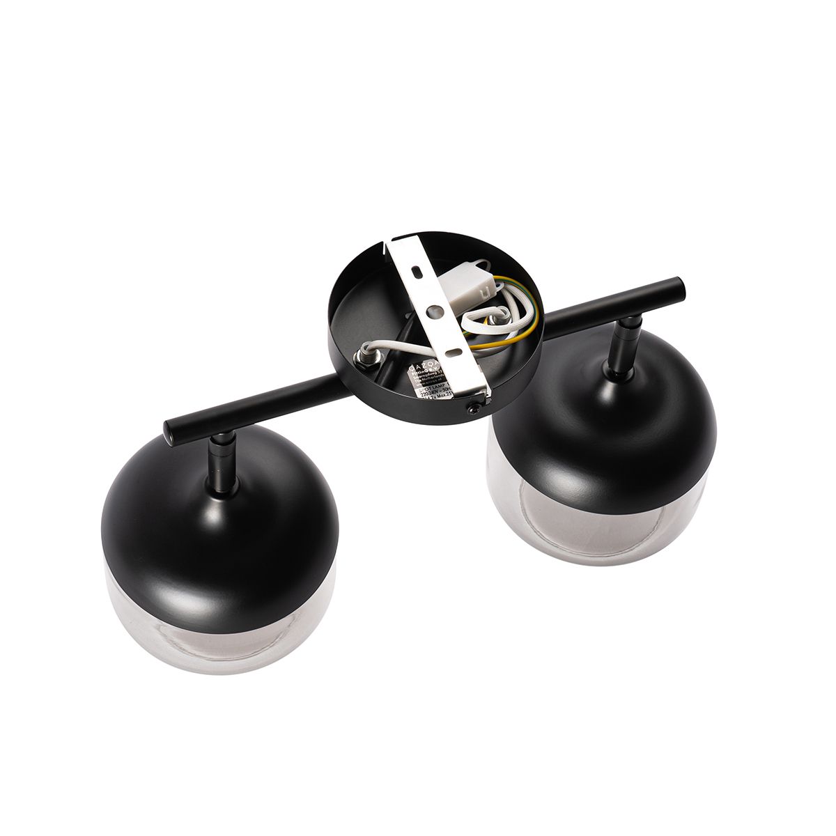 Design spot zwart met goud en smoke glas 2-lichts - Kyan