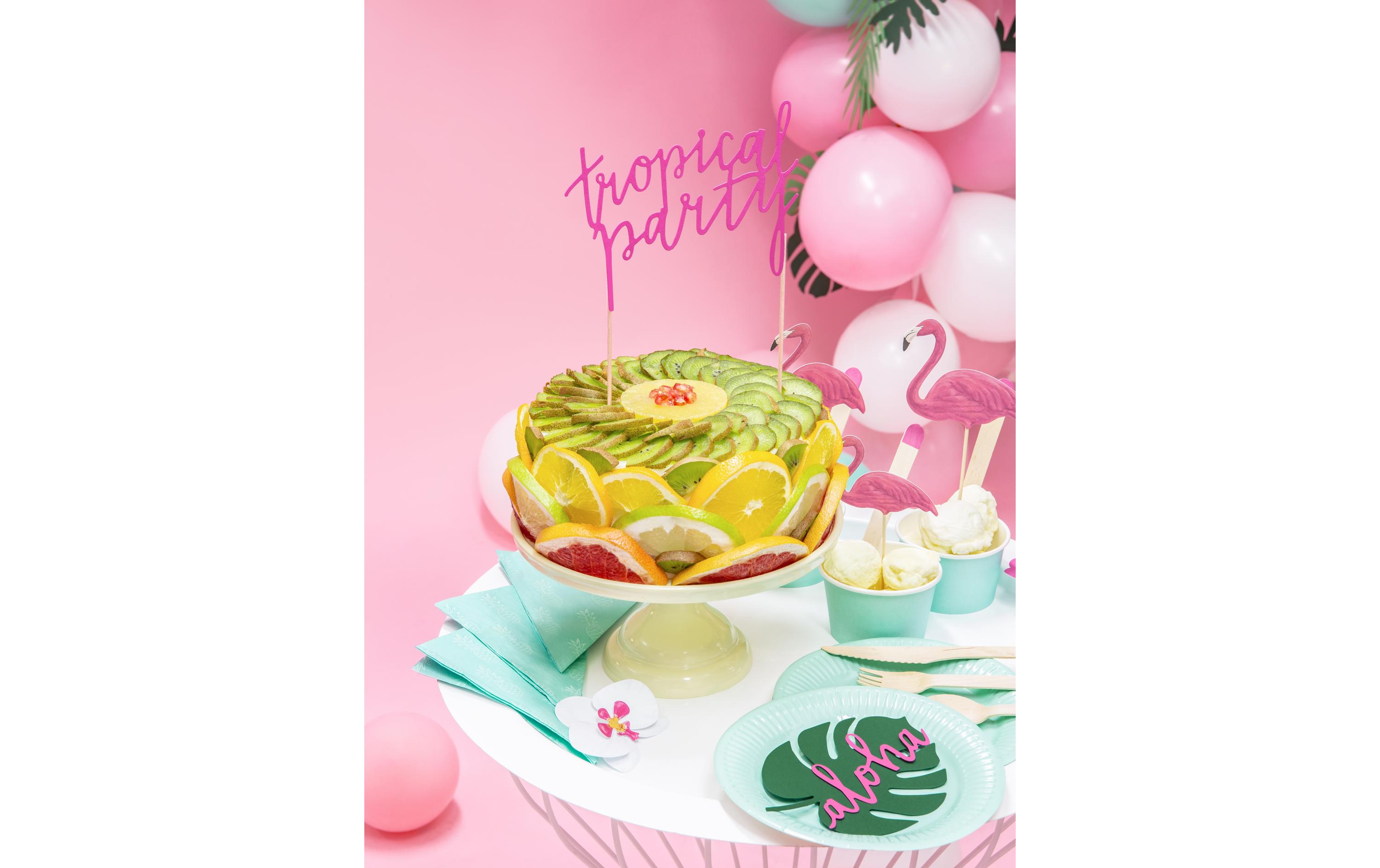Kuchen-Topper Aloha Flamingos 1 Stück, PinkMuffin-Dekoration