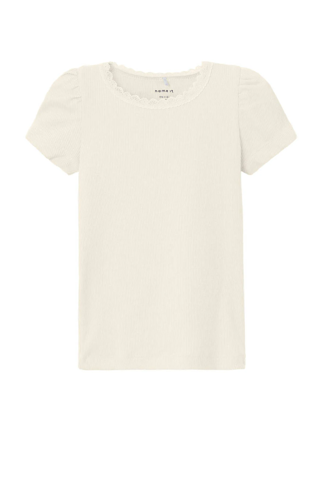 NAME IT t-shirt rib gebreid lichtzand