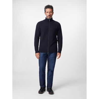 Herren-Strickjacke Zip, Dunkelblau