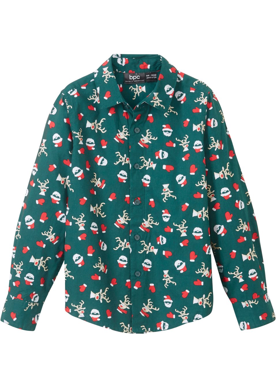 Chemise garçon manches longues avec motifs de Noël, Slim Fit
