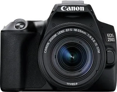 Canon EOS 250D - Digitalkamera - SLR - 24.1 MP - APS-C - 4K / 25 fps - 3x optisk zoom EF-S 18-55 mm IS STM objektiv - Wi-Fi, Bluetooth - sort