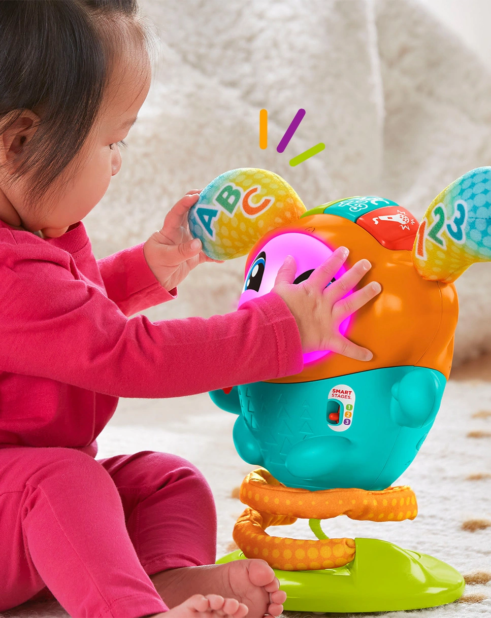 Mattel HJP94 Fisher-Price DJ Hüpfi, Lernspielzeug mit Musik für Babys, deutsch