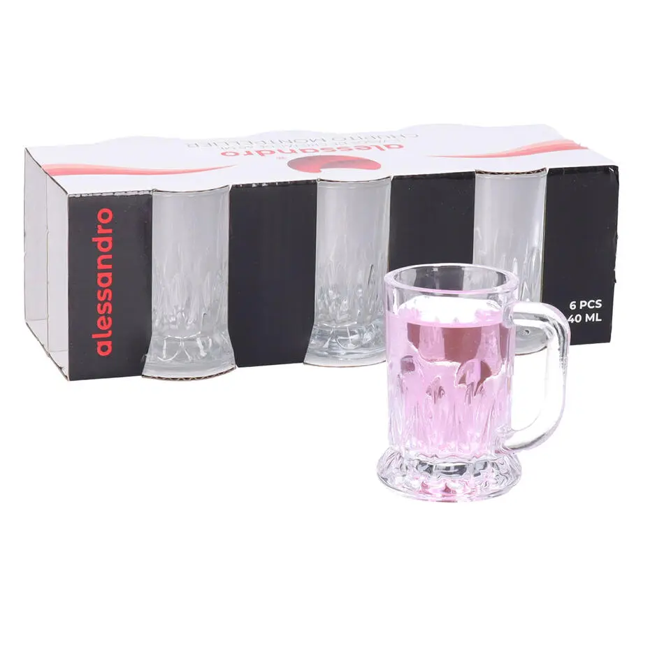 Alessandro Shotglaasjes Montpellier - 6x - met oor - glas - 40 ml