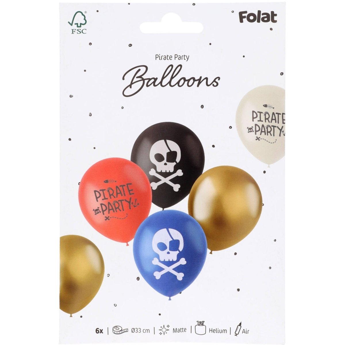 Piraat Ballonnen Gekleurd 33cm 6st