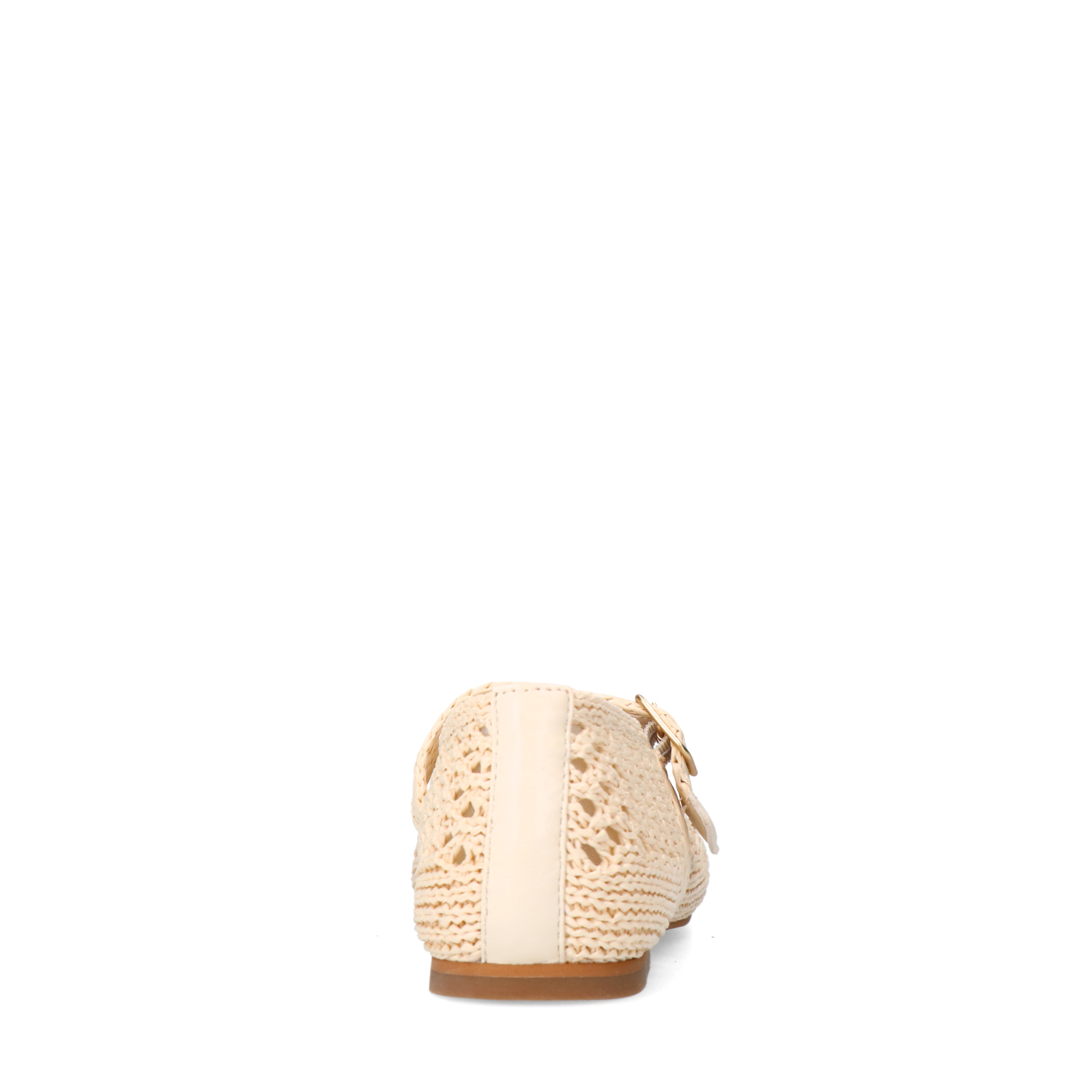 Witte raffia ballerina met gesp