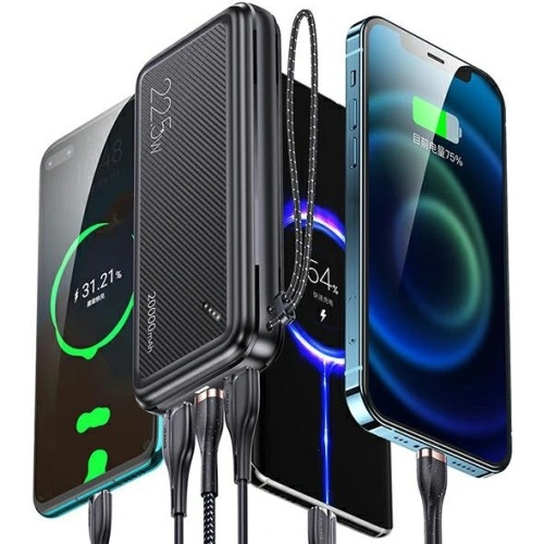 (20000mAh) Dual USB A / USB C / Micro USB Powerbank Power Delivery Ladegerät (20KCD16801) - Schwarz