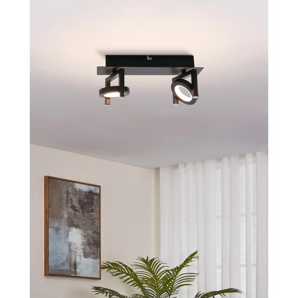 EGLO Trastanello Opbouwspot - LED - 2 lichts - Zwart