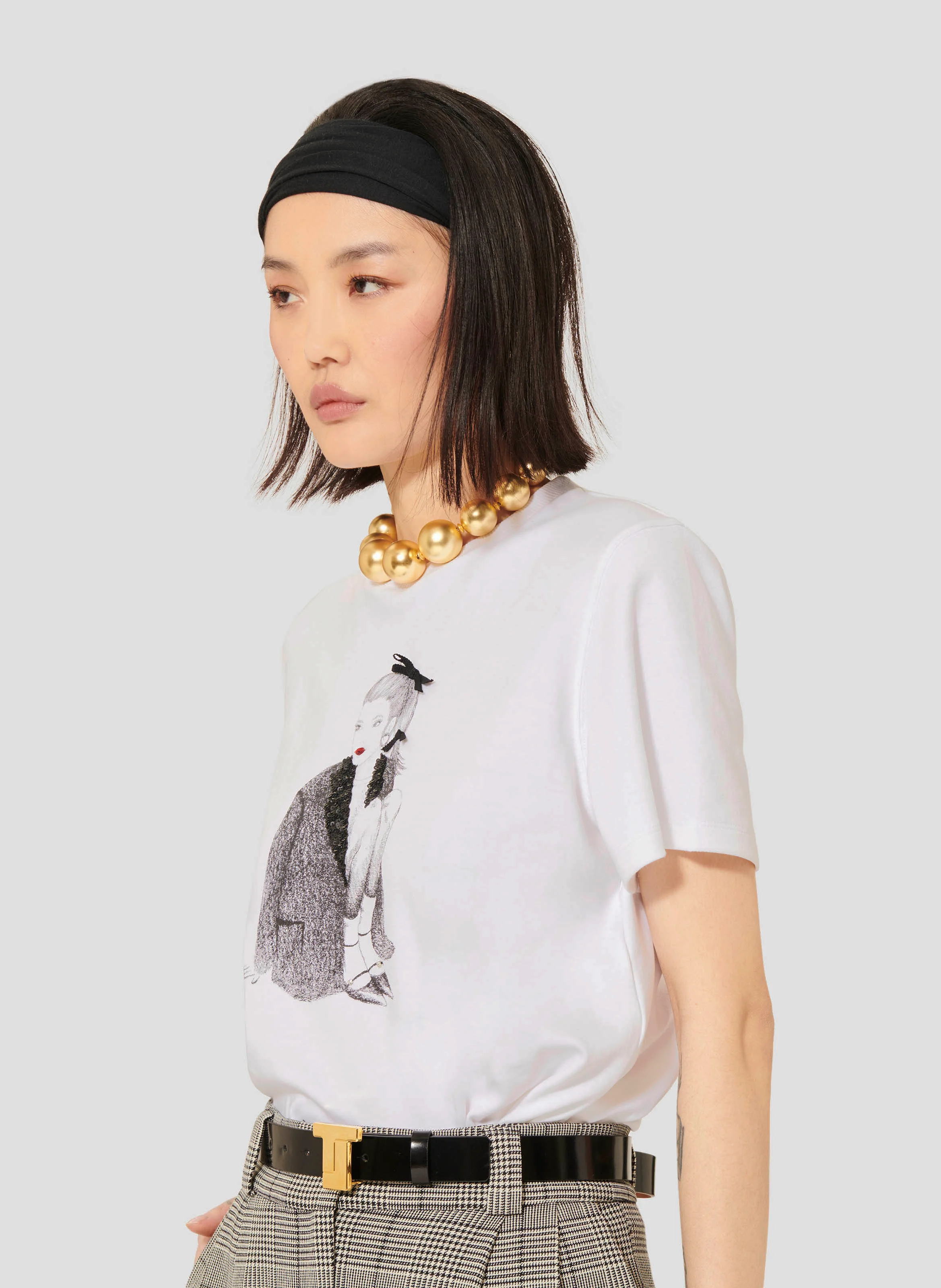 TARAGIRL - Tee-shirt col rond en coton| Blanc