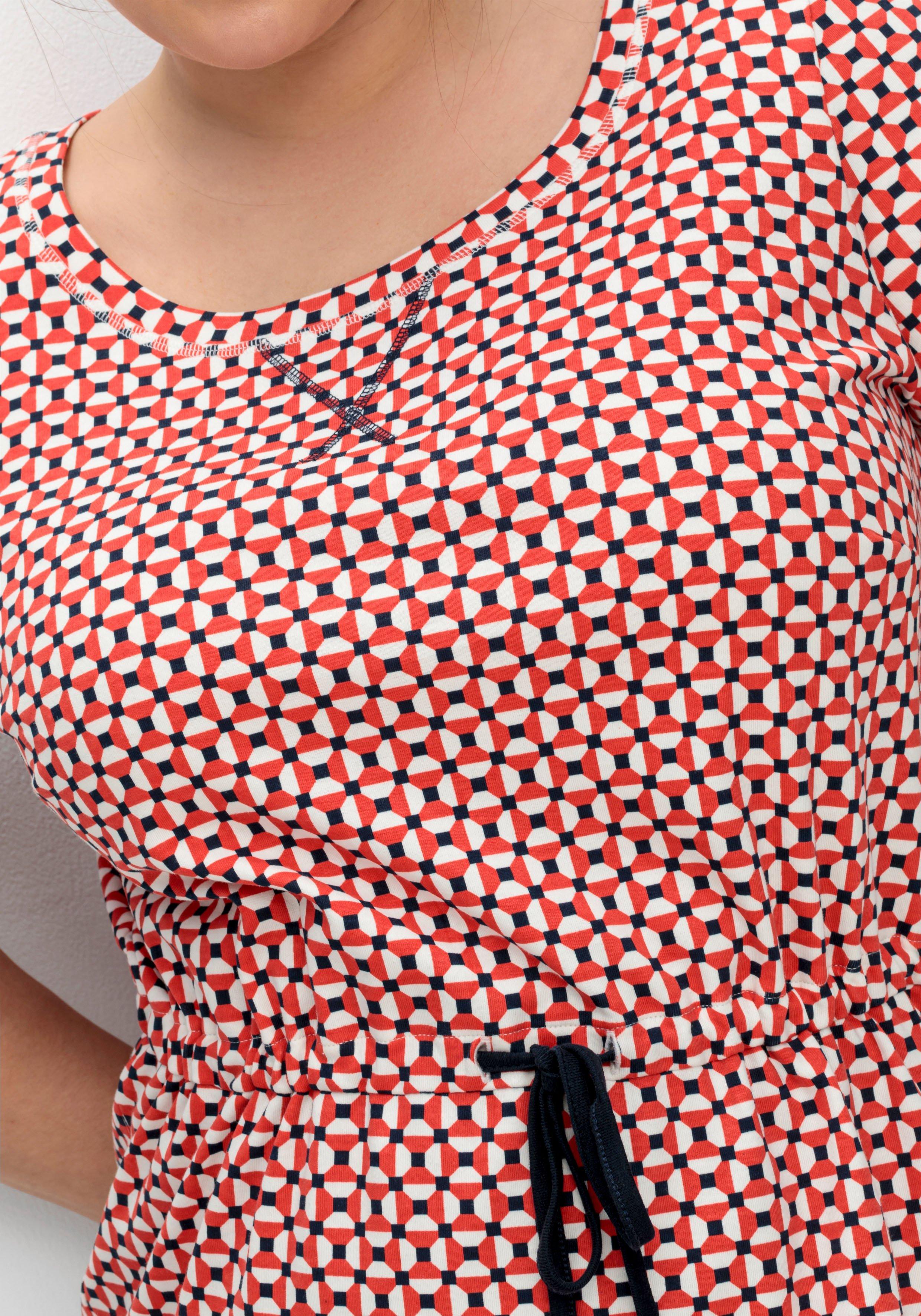 Gestreiftes Jerseykleid mit Taillen-Tunnelzug