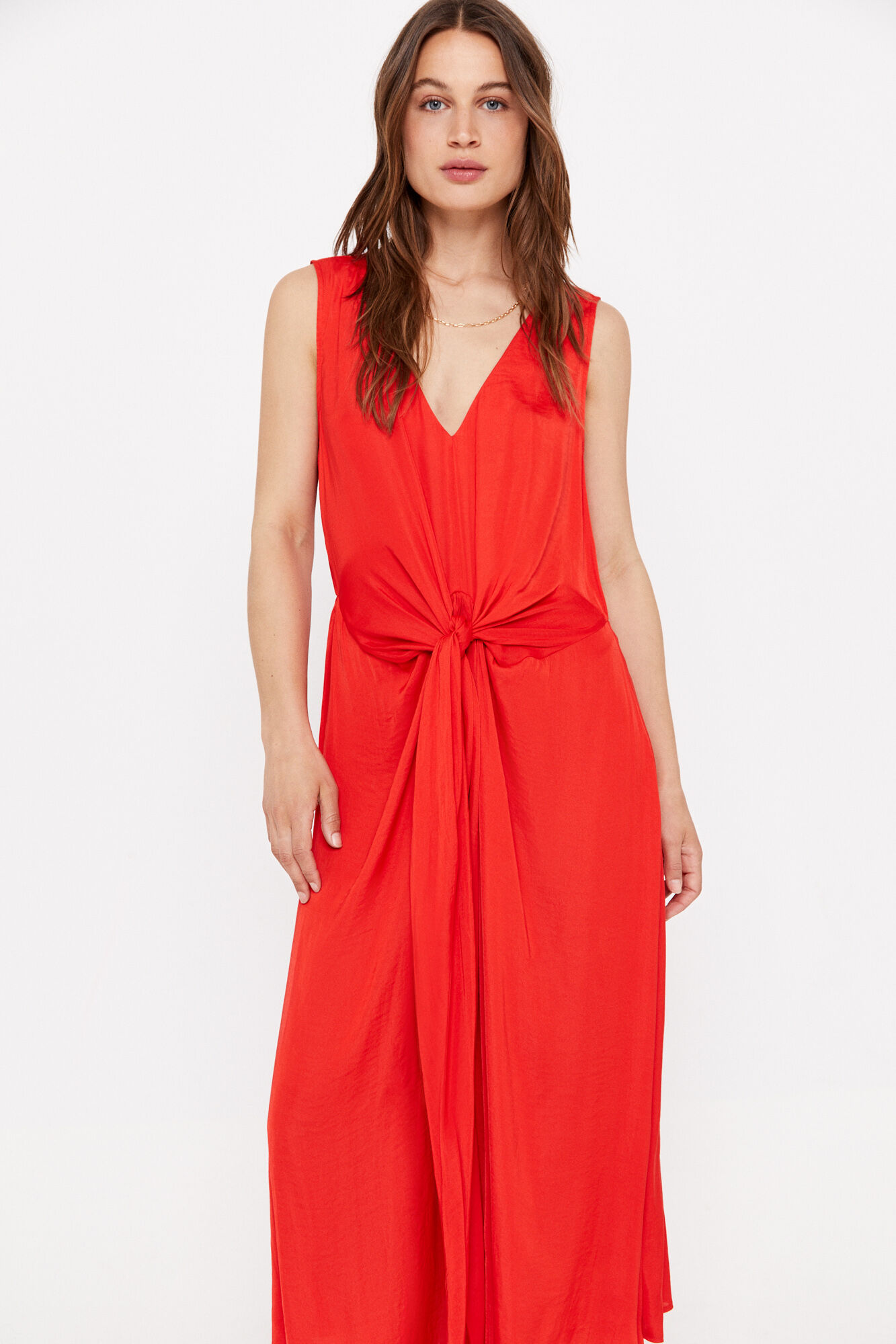 Vestido de cetim sustentável - Vermelho