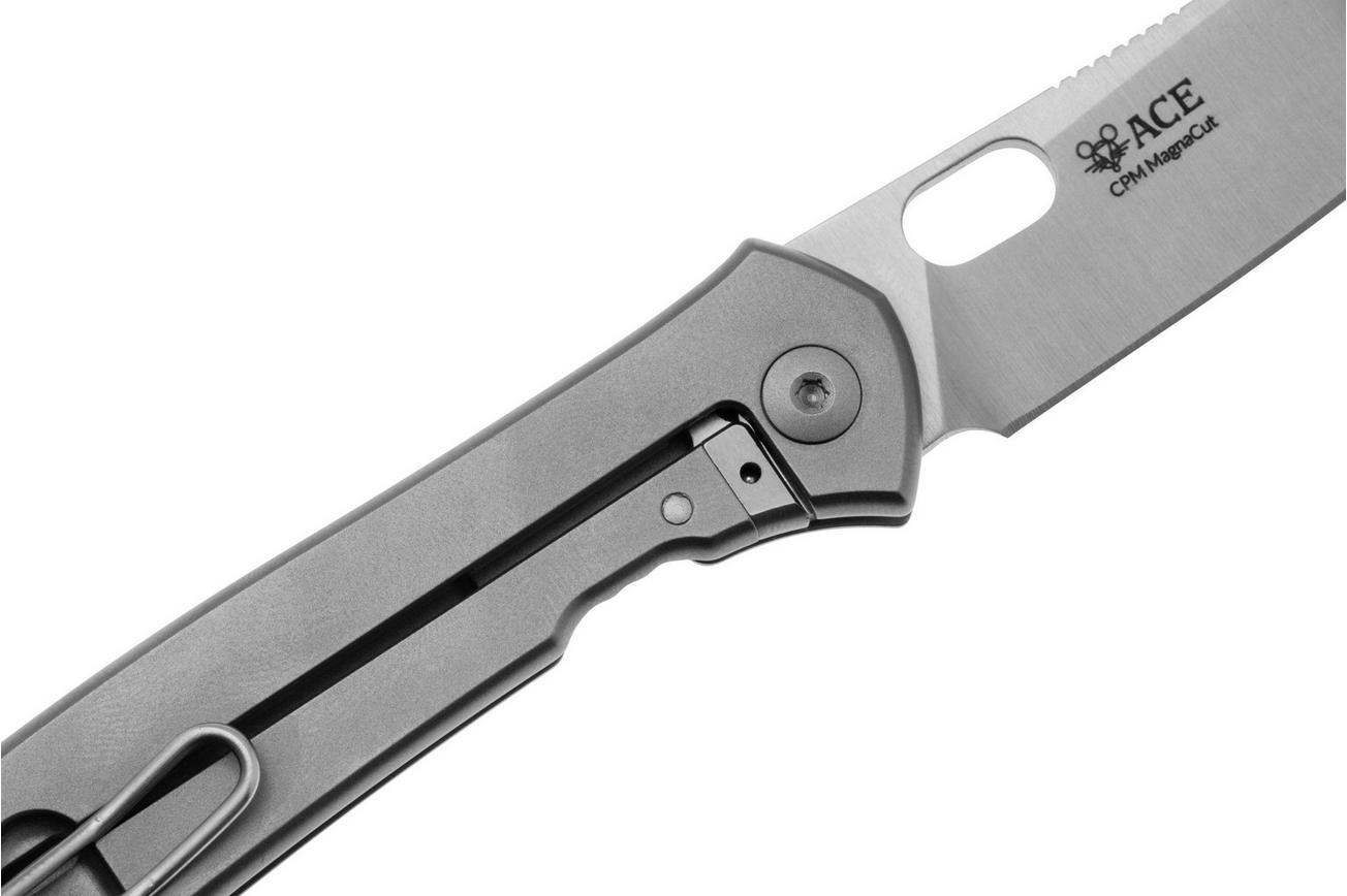 GiantMouse ACE Bleecker Satin CPM Magnacut, Full Titanium, zakmes, Ansø en Voxnaes design