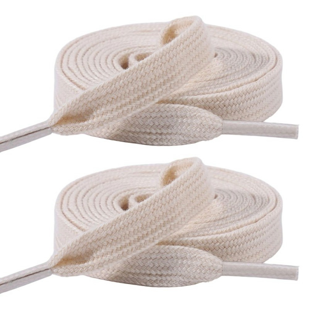 (1 Paar) 120cm Flache Baumwoll Schnürsenkel Klassische Sneaker Schuhbändel - Beige