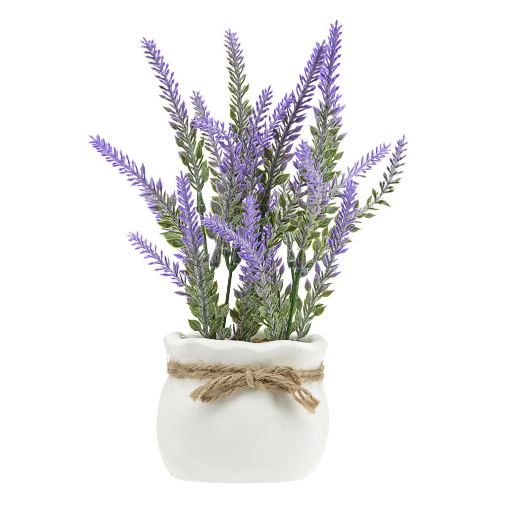 Pot de lavande artificielle en ciment Ø8xH20cm