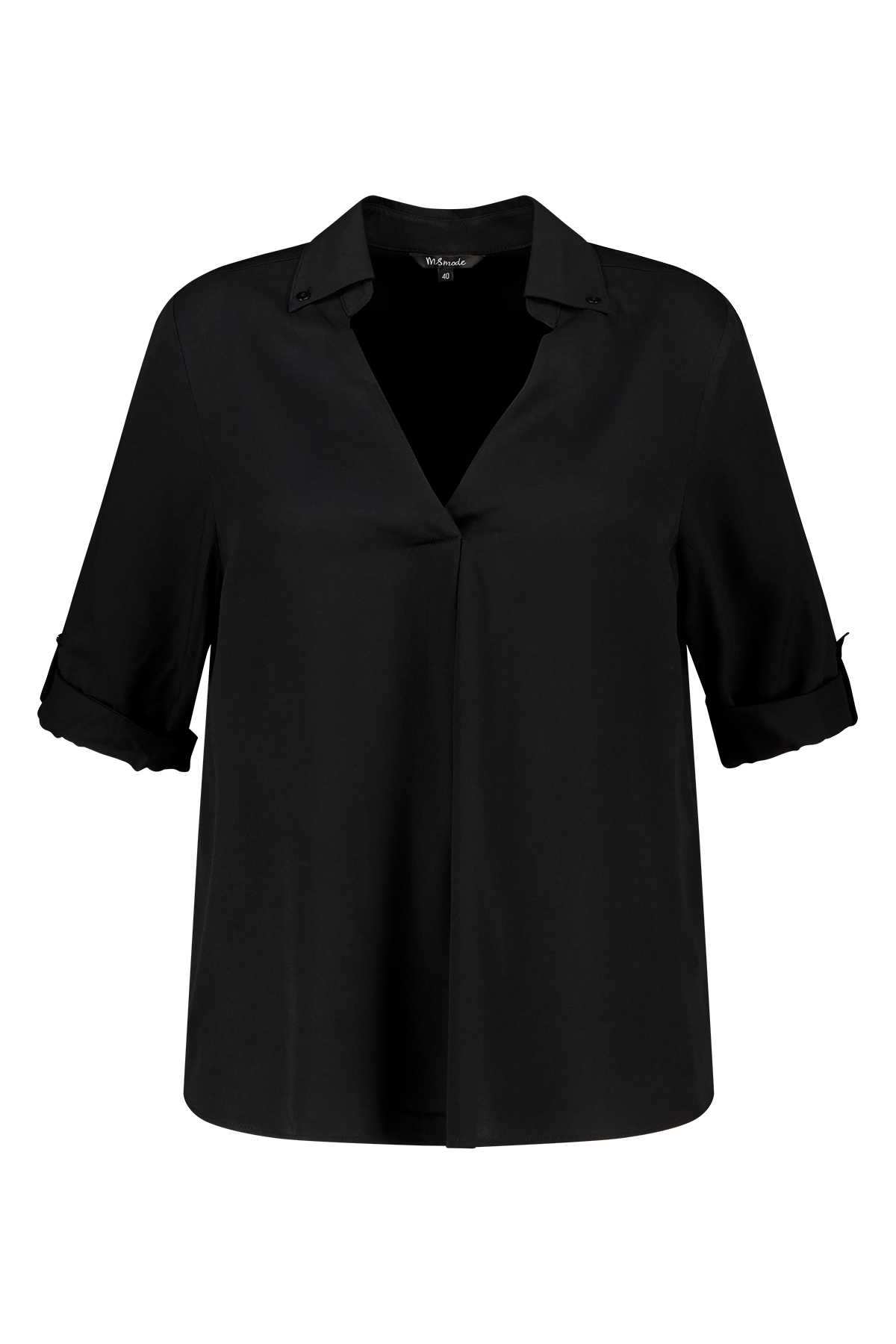 Blouse met opgerolde mouwen Zwart