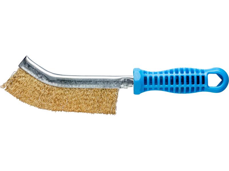 Pferd Handbürste gebogen, Messing Messing-Draht-Bürste, 1-reihig, 0.3 mm Besatz mit 25 mm Länge