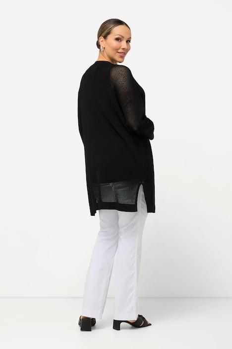 Strickjacke, Strukturstrick, offene Form, 3/4-Arm