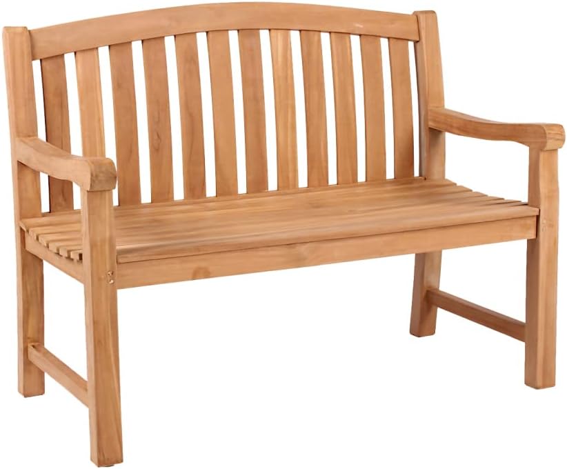 Gartenbank Swindon Teakholz | Holzbank mit Lehne | Friesenbank für draußen | 2-Sitzer 120x57x94 cm | Sitzbank Teak massiv & wetterfest für Garten Balkon Terrasse | Parkbank zum Relaxen