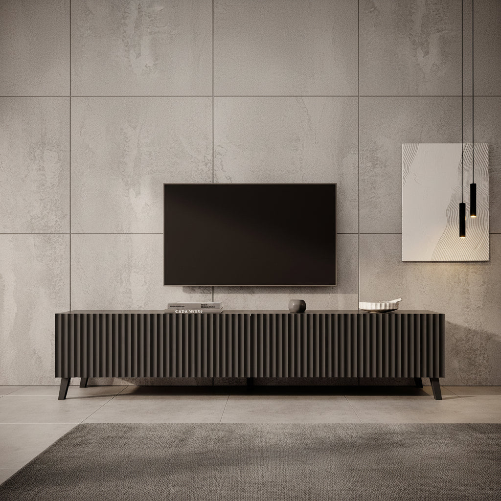 Pepinos 2 - TV-Meubel - Mat zwart - 200x42x44 cm