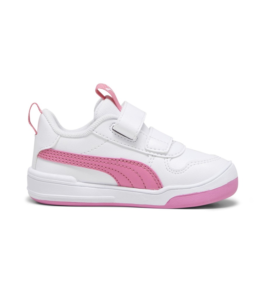 Tênis Puma Multiflex SL V, branco e rosa
